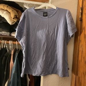 gap light blue lacy short sleeve top